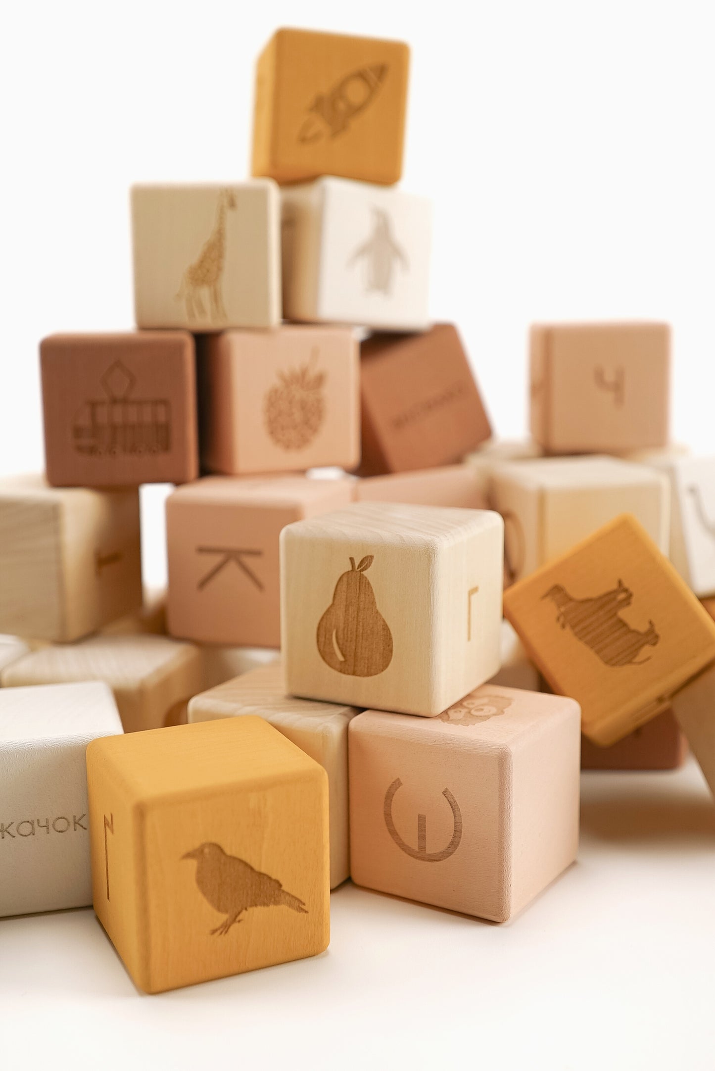 Alphabet Blocks Set / Mustard-Pink