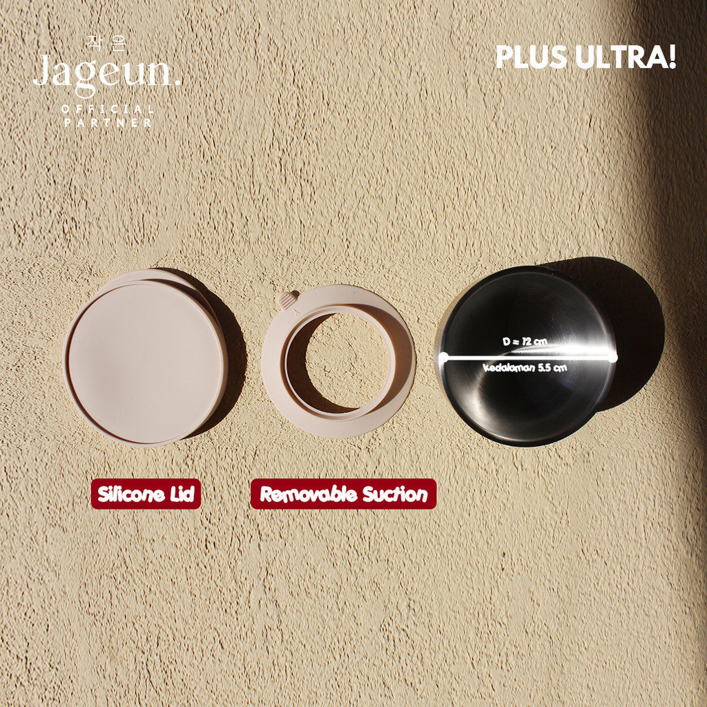 Jageun stainless steel suction bowl with silicone lid and removable suction base