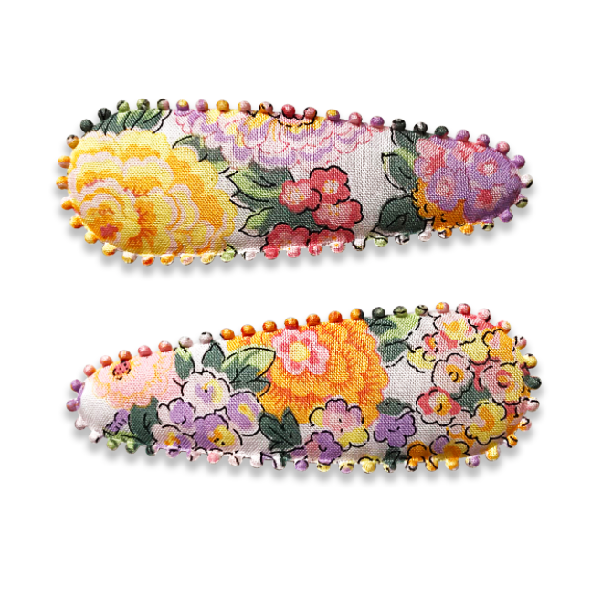 Josie Joan's Audrey hair clips, set of two scalloped fabric snap clips