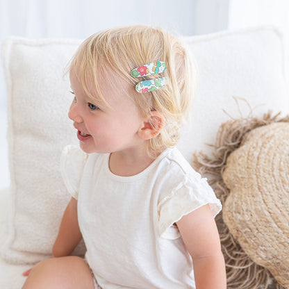 Toddler wearing Josie Joan's Little Kylie hair clips