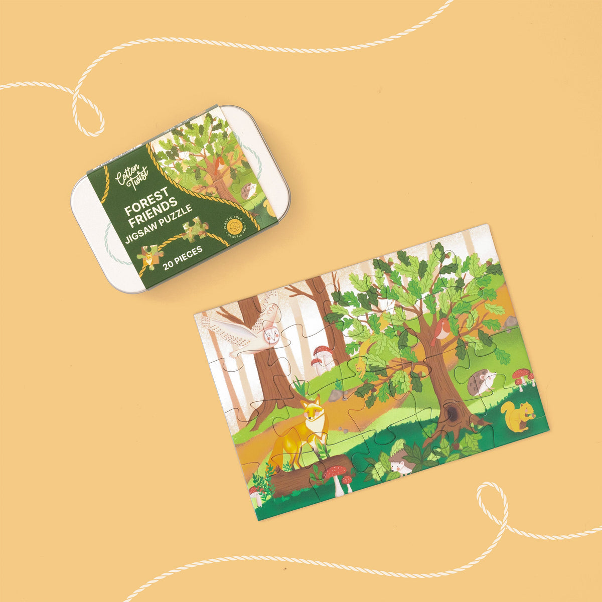 Forest Friends 20-piece mini jigsaw puzzle with keepsake tin