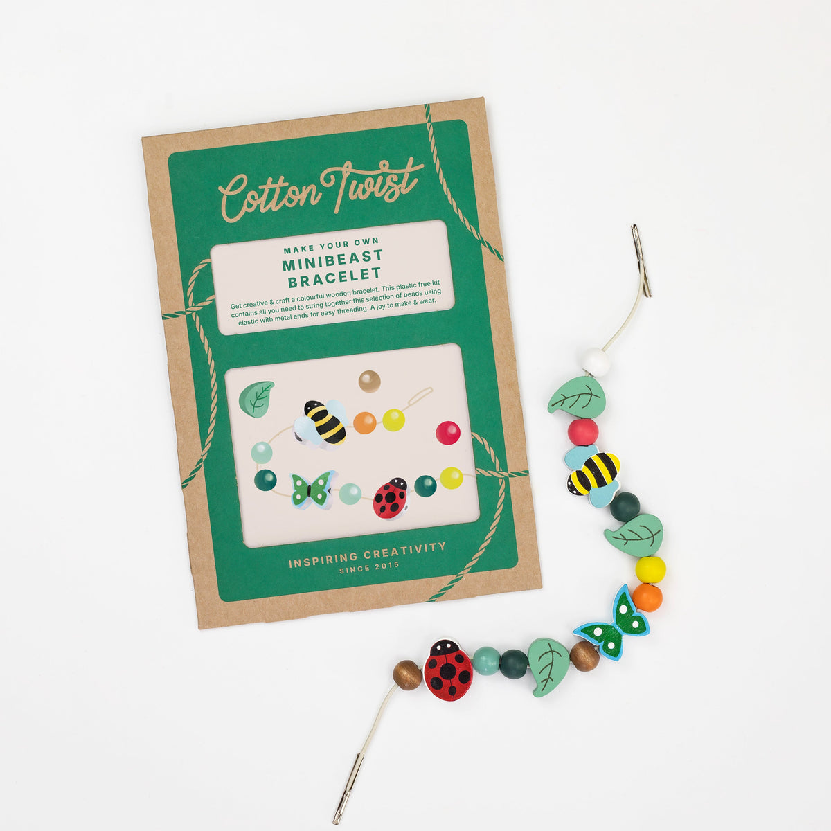 Cotton Twist Make Your Own Minibeast Bracelet kit in kraft envelope