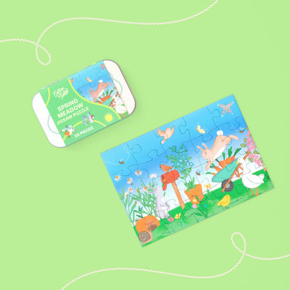 Spring Meadow 20-piece mini jigsaw puzzle with keepsake tin