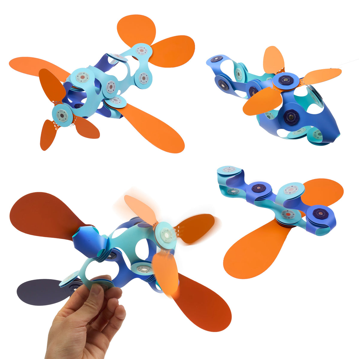 Airplane and helicopter builds made with the Clixo Airplanes Pack
